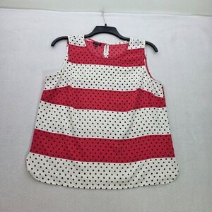 Talbots Womens L Sleeveless Polka‎ Dot Tank Polyester Striped